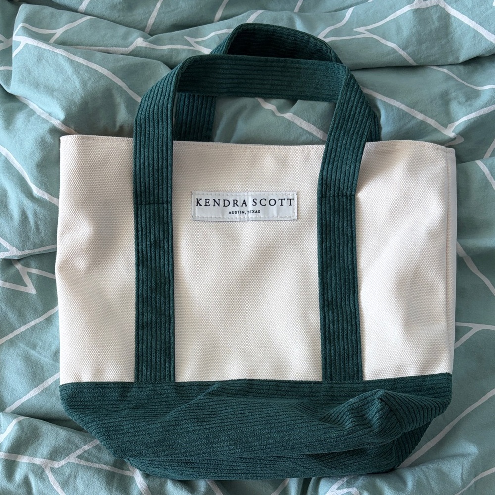 Kendra Scott Cream and Green mini Tote Bag